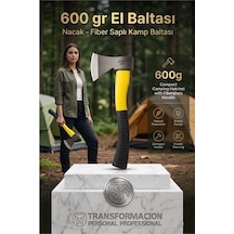 Fiber Saplı Kamp Baltası 600 Gr Profesyonel Nacak Kırılmaz Saplı Odun Kesme Ve Yarma Baltası 723199