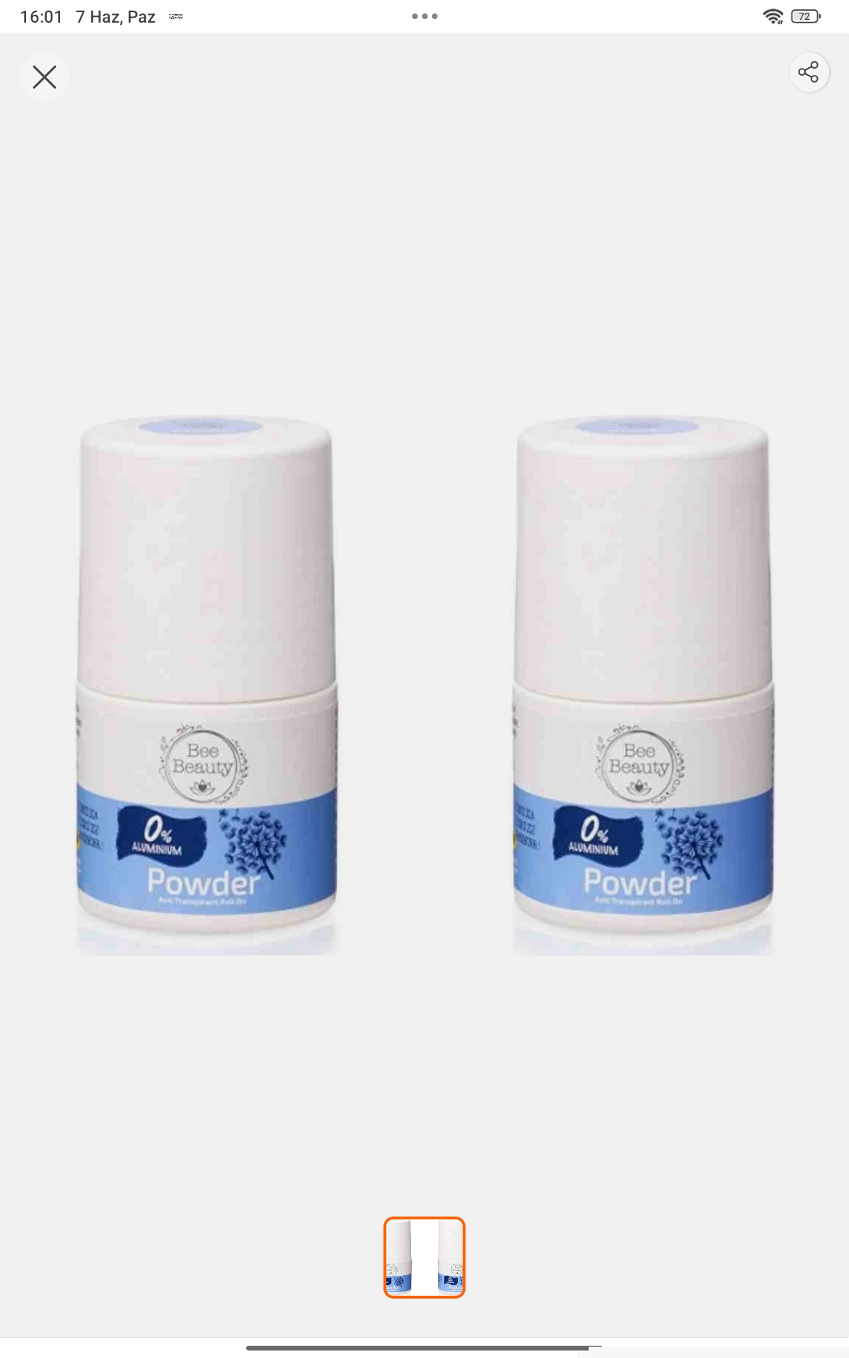 Bee Beauty Alüminyumsuz Doğal Women Roll-on Powder X2