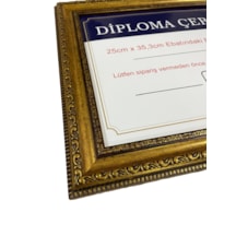 Diploma Çerçevesi Gold Renk - Hakiki Camlı Ürün - 25x35,2 Boyut
