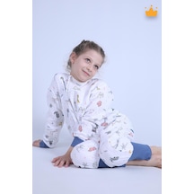 Babyhola Çocuk Mevsimlik Uyku Tulumu 2-8 Yaş 1 Tog 4 Kat Müslin Uzun Kollu Uyku Tulumu Lacivert