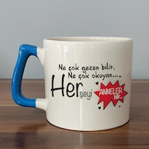 Ne Çok Gezen Bilir Ne Çok Okuyan Baskılı Mavi Kulplu D Kupa