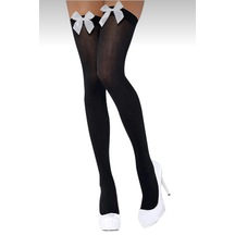 Siyah Jartiyer Çorabı Beyaz Fiyonklu Siyah - Beyaz Fiyonk