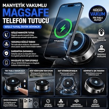 Premium Manyetik Mıknatıslı Araç İçi Telefon Tutucu Tüm Yüzeyler İçin Vakumlu Tutucu