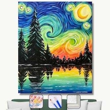 Renkli Geceler Sayılarla Boyama Seti - 40x50cm, Çerçeveli
