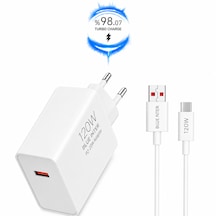 120w Watt Turbo Ultra Hızlı Şarj Aleti Seti Usb- Type-c Kablo Ve Adaptör Şarj Seti 120 W