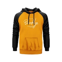 Newyork Brooklyn U.S.A Sarı Reglan Kol Unisex Sweat Hoodie Sarı