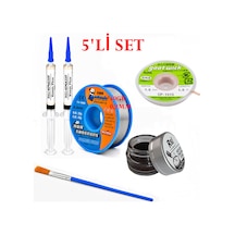 Lehimleme Seti 0,8 Mm 40 Gr Lehim Teli 2 Li Flux Cp-1515 Lehim Fitili Havya Ucu Temizleme Kremi Fırça Seti St23