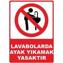 Lavabolarda Ayak Yıkamak Yasaktır Dijital Uv Folyo Baskı Uyarı Etiket Yapıştırma Sticker 12.5x17.5
