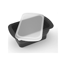 Katlanabilir Silikon Büyük Buz Küpü Tepsi Büyük Buz Kapaklı Kutu Siyah