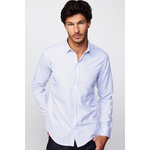 Tudors Slim Fit Dar Kesim Desenli Pamuklu Kolay Ütülenebilir Beyaz Erkek Gömlek-29561-beyaz Beyaz