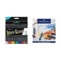 Faber Castell Black Edition 24 Renk Kuru Boya Ve Creative Studio 24'lü Yağlı Pastel İkisi Birarada Set Çok Renkli