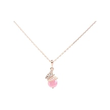 925 Ayar Gümüş Buzlu Pink Quartz Taşlı Kelebek Kolye 248072202