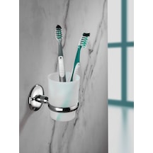 Krom Kaplama Diş Fırçalık Mat Plastik Hazneli S-105 Duvara Monte