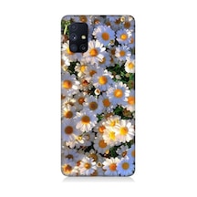 Samsung Galaxy M51 Uyumlu Beyaz Papatyalar Desenli Silikon Kılıf