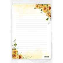 A5 Çiçek Bloknot Çizgisiz Defter - 50 Yaprak - Memopad - Notepad - Not Defteri - Not Kağıdı Sarı Sarı