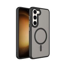 Zore Galaxy S23 Plus Uyumlu Mat Arka Yüzey Wireless Şarj Özellikli Nvth Flet Magsafe Kılıf-siyah