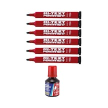 Kırmızı Yuvarlak Uçlu Markör Permanent Kalem 6 Adet Hı-text Marker Mürekkep Kırmızı 30 Ml 1 Adet Brons Koli Kalemi