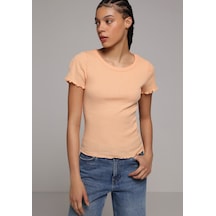 Colin's Colins Slim Fit Yuvarlak Yaka Düz Kadın Kısa Kol Tişört Cl1078306 Q1.v2 Apc Turuncu