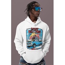 Sevbano Post Malone Rapper Baskılı Unisex Oversize Şarkıcı Hoodie beyaz