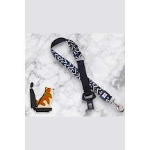 Köpek Ve Kedi Araç Emniyet Kemeri, Anti-shock Orta Bölüm, Metal Ayar Tokalı, Siyah Geometrik Desenli Genel