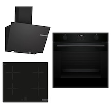Bosch 651 HUA736EA0T - PUG61KAA5E - DWK66PJ60T İndüksiyon Ocaklı Siyah 3'Lü Ankastre Set