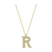 Gümüş Gold R Harfi Kadın Kolye (551188849)
