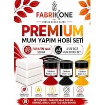 Premium Mum Yapım Hobi Seti - Parafin Wax 500 Gr - 3'lü Toz Mum Boyası Seti - Kırmızı, Siyah, Sarı Bkfabpw5003kssr Karışık