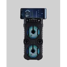 Bluetooth Bağlantılı Taşınabilir Hoparlör Led Işıklı, Fm Radyolu, Mikrofon Girişli -