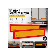 Tır Arka İşaret Reflektörü Metal Sac 2 Adet Set Kırmızı Sarı Reflektif Levha Bant Marketim