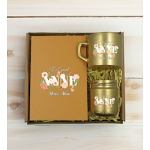 Bk Gift Kişiye Özel İsimli Dtf Anne Temalı Gold Defter & Kahve Fincanı & Mum Hediye Seti-4, Anneye Hediye, Anneler Günü Hediyesi Kobitmeyencom30768 Bk