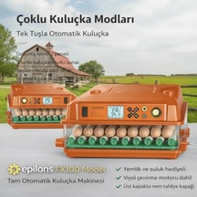 Fx100 Tam Otomatik Kuluçka Makinesi 100 Yumurta Kapasiteli Yeni Nesil Havalandırma Otomatik Motorlu Su Alma Sistemi Dijital Isı Ve Nem Kontrolü