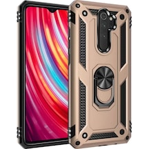 Newface Xiaomi Redmi Note 8 Pro Kılıf Sofya Yüzüklü Silikon Kapak - Gold Altın