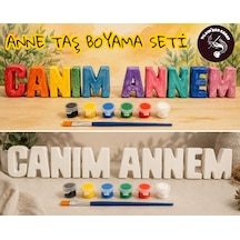 Anne Hediyesi Taş Boyama Seti 10 Obje + 6 Renk Boya + 1 Fırça + Boyama Sertifikası