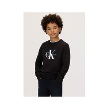 Calvin Klein Unisex Çocuk Ck Monogram Terry Cn Sweatshirt - Siyah Black