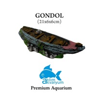 Mavi Gondol Gemi Akvaryum Dekoru 21x6x6cm