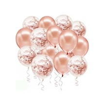 Rose Gold Konfetili Balon Seti 20 Adet