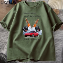 Flood Of Style Sarhoş Sürücüleri Erkek Tişört Komik T Shirt Sarhoş Sürüş Moda Kısa Kollu T-shirt Pamuk Erkek Yeşil