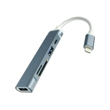 More Tr Ally S-503 5In1 Lightning To Usb + Sd Kart Hub Adaptör Ç-Füme