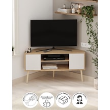 Tv Sehpası 2 Kapaklı Tv Sehpası Tv Ünitesi Televizyon Sehpası Tv Sehpası Kıbrıs Safir Meşe Beyaz Safir Meşe - Beyaz