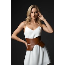 İkikareshop Taba Kadın Kemer Geniş Asimetrik Bel Aksesuarı - Brf1425 Çok Renkli