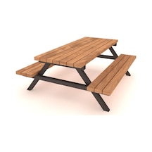 Ahşap Piknik Masası, Metal Gövdeli 145 Cm-486