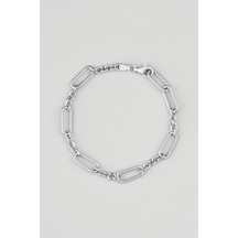 So Chic Modern Tasarım 18 Ayar Beyaz Altın Kaplama 18 CM Gümüş Bileklik