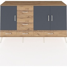 Kronos Konsol 4 Raflı 5 Çekmeceli 3 Kapaklı 176x59x99 Çam-antrasit/çam Antrasıt/atlas Çam - Atlas Çam