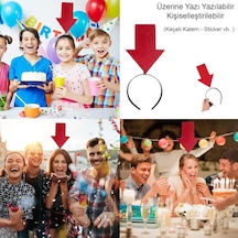 Kişiselleştirilebilir Ok Taç - Üzerine Yazı Yazılabilen Parti Tacı Kırmızı Renk Diğer