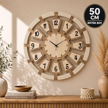 50 Cm Makrome Detaylı Dekoratif Duvar Saati Atlantik Çam Mdf Modern Salon Saati Diğer