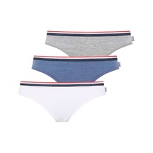 U.S. Polo Assn. Kadın Beyaz - Mavi Melanj - Gri Melanj 3 Lü Slip 66271 Mavi