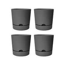Begonya Saksı Tabaklı Drenajlı Mat Plastik Çiçek Saksısı 4 Adet, 1,8 Litre, 15cm, Gri