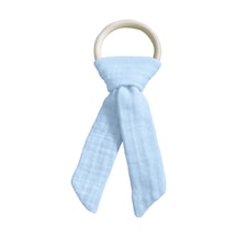 Pamuk Muslin Bebek Diş Kaşıyıcı Yıkanabilir Ahşap Mavi