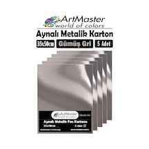 Gümüş Gri Renkli 35x50 Metalik Aynalı Fon Kartonu 5 Adet 1 Paket Artmaster Metalik Aynalı Fon Kartonu Gümüş