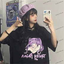 Adrift Y2k Unisex Harajuka Anime Retro Kawai Kuromi T-shirt Kod Rertr Startmore 6710 Siyah